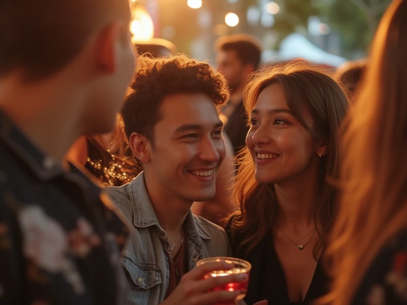 Casal conversando em um evento social